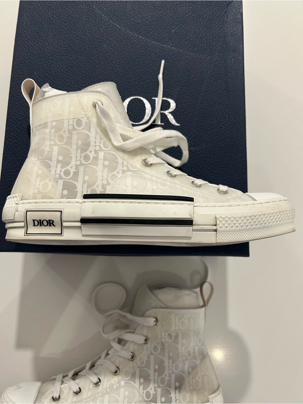 Dior White High-Top Logo Sneakers